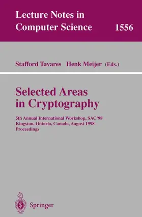 Meijer / Tavares |  Selected Areas in Cryptography | Buch |  Sack Fachmedien