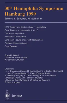 Scharrer / Schramm |  30th Hemophilia Symposium Hamburg 1999 | Buch |  Sack Fachmedien