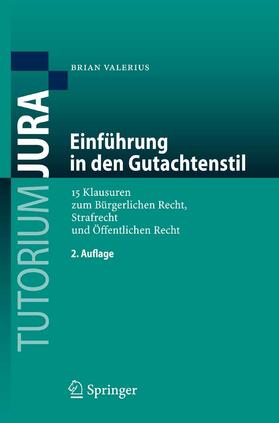 Valerius | Einführung in den Gutachtenstil | E-Book | sack.de