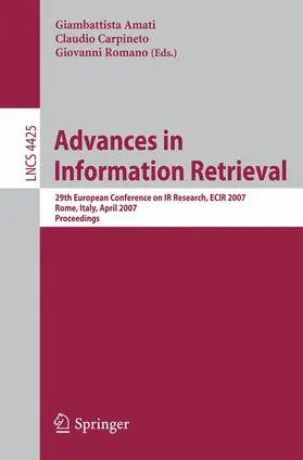 Amati / Romano / Carpineto |  Advances in Information Retrieval | Buch |  Sack Fachmedien