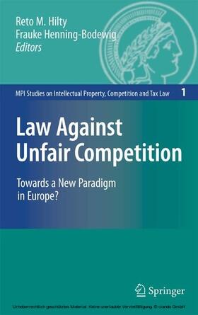 Hilty / Henning-Bodewig | Law Against Unfair Competition | E-Book | sack.de
