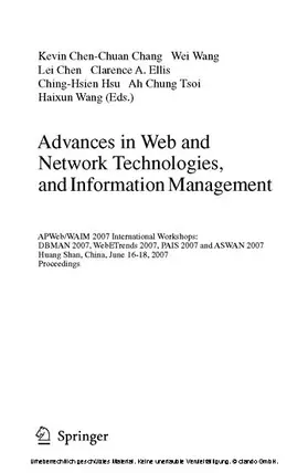 Chang / Wang / Xu |  Advances in Web and Network Technologies, and Information Management | eBook | Sack Fachmedien