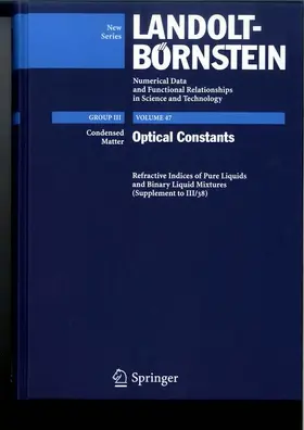 Wohlfarth / Lechner |  Refractive Indices of Pure Liquids and Binary Liquid Mixtures (Supplement to III/38) | Buch |  Sack Fachmedien