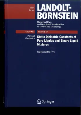 Wohlfarth / Lechner |  Static Dielectric Constants of Pure Liquids and Binary Liquid Mixtures | Buch |  Sack Fachmedien