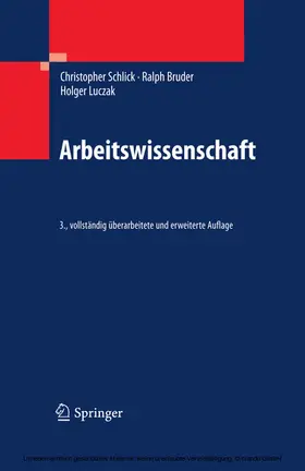 Schlick / Bruder / Luczak |  Arbeitswissenschaft | eBook | Sack Fachmedien