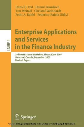 Veit / Kundisch / Weitzel | Enterprise Applications and Services in the Finance Industry | E-Book | sack.de