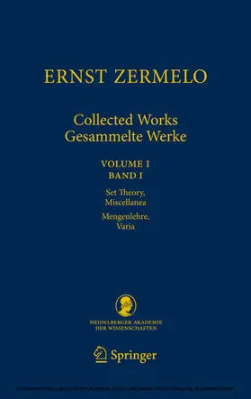 Zermelo / Ebbinghaus / Kanamori |  Ernst Zermelo - Collected Works/Gesammelte Werke | eBook | Sack Fachmedien