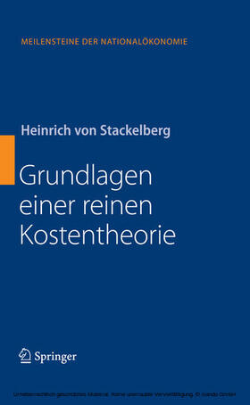 Stackelberg | Grundlagen einer reinen Kostentheorie | E-Book | sack.de