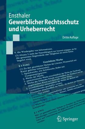 Ensthaler |  Gewerblicher Rechtsschutz und Urheberrecht | Buch |  Sack Fachmedien