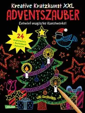 Mildner |  Kreative Kratzkunst XXL: Adventszauber: Set mit 24 Kratzbildern, Anleitungsbuch und Holzstift | Buch |  Sack Fachmedien