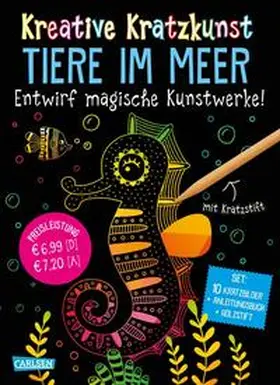 Poitier |  Kreative Kratzkunst: Tiere im Meer: Set mit 10 Kratzbildern, Anleitungsbuch und Holzstift | Buch |  Sack Fachmedien