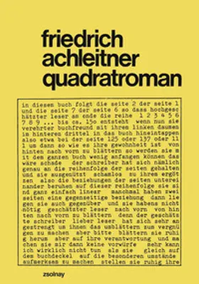 Achleitner |  quadratroman (signiert und nummeriert) | Buch |  Sack Fachmedien