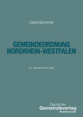 Dedy / Sommer |  Gemeindeordnung Nordrhein-Westfalen | Buch |  Sack Fachmedien