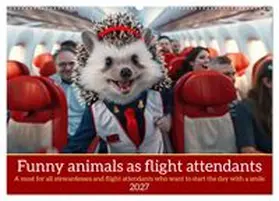 CALVENDO / Ruebsamen |  Funny animals as flight attendants (Wall Calendar 2027 DIN A2 landscape), CALVENDO 12 Month Wall Calendar | Sonstiges |  Sack Fachmedien