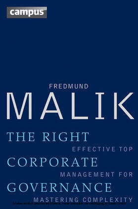 Malik | The Right Corporate Governance | E-Book | sack.de