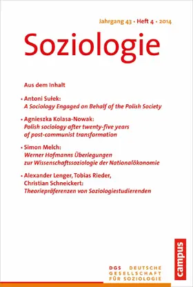 Vobruba |  Soziologie Jg. 43 (2014) 4 | eBook | Sack Fachmedien