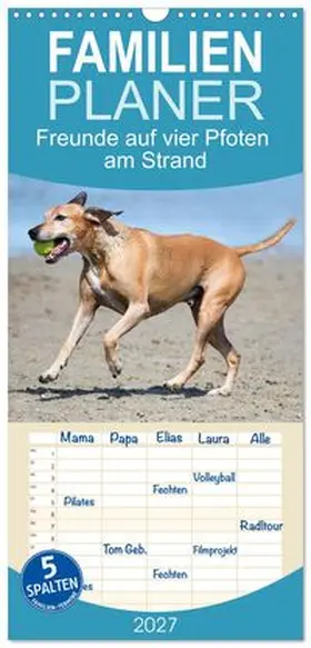 CALVENDO / Bittner |  Familienplaner 2027 - Freunde auf vier Pfoten am Strand mit 5 Spalten (Wandkalender, 21 x 45 cm) CALVENDO | Sonstiges |  Sack Fachmedien
