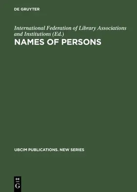  Names of Persons | Buch |  Sack Fachmedien