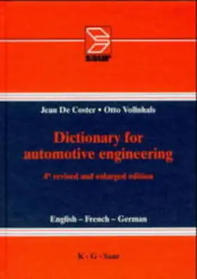 Coster / Vollnhals | Dictionary for automotive engineering | Buch | 978-3-598-11370-3 | www.sack.de