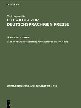 Hagelweide | Personenregister ( Verfasser und Biographien) | Buch | 978-3-598-23477-4 | sack.de