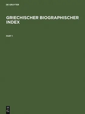 Schmuck |  Griechischer Biographischer Index | Buch |  Sack Fachmedien