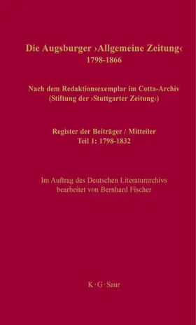 Fischer |  Register der Beiträger / Mitteiler | Buch |  Sack Fachmedien