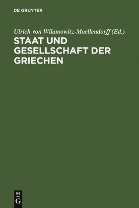 Wilamowitz-Moellendorff | Staat und Gesellschaft der Griechen | Buch | 978-3-598-77252-8 | www.sack.de