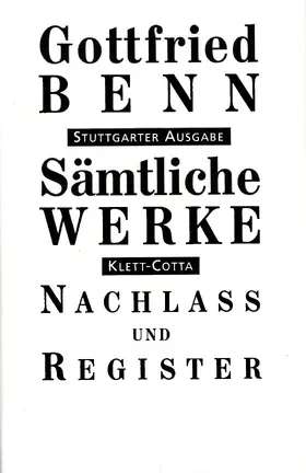 Benn / Schuster |  Sämtliche Werke - Stuttgarter Ausgabe. Bd. 7.2 (Sämtliche Werke - Stuttgarter Ausgabe, Bd. 7.2) | Buch |  Sack Fachmedien