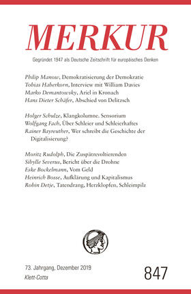 Demand | MERKUR Gegründet 1947 als Deutsche Zeitschrift für europäisches Denken - Nr. 847, Heft 12 / Dezember 2019 | Buch | 978-3-608-97486-7 | sack.de