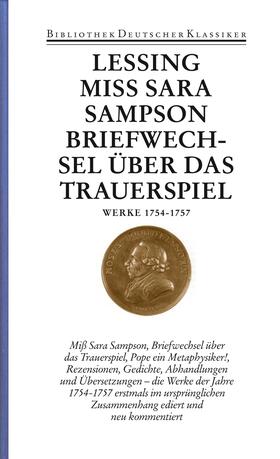 Wiedemann / Lessing |  Miß Sara Sampson. Briefwechsel über das Trauerspiel. Pope, ein Metaphysiker! | Buch |  Sack Fachmedien