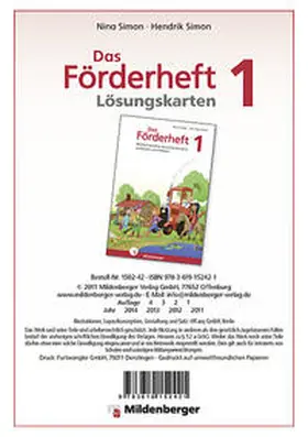 Simon |  Das Förderheft / Das Förderheft 1 - Lösungskarten | Sonstiges |  Sack Fachmedien