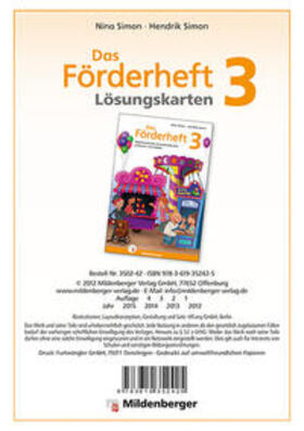 Simon | Das Förderheft / Das Förderheft 3 - Lösungskarten | Sonstiges | 978-3-619-35242-5 | www.sack.de