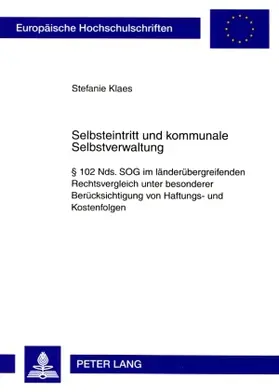 Klaes |  Selbsteintritt und kommunale Selbstverwaltung | Buch |  Sack Fachmedien