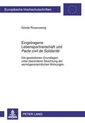 Rosenzweig | Eingetragene Lebenspartnerschaft und «Pacte civil de Solidarité» | Buch | 978-3-631-59953-2 | sack.de
