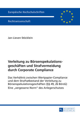 Stöcklein | Verleitung zu Börsenspekulationsgeschäften und Strafvermeidung durch Corporate Compliance | Buch | 978-3-631-65025-7 | sack.de