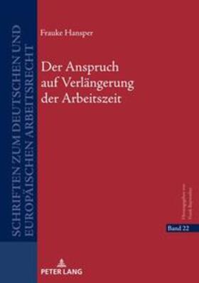 Hansper | Der Anspruch auf Verlängerung der Arbeitszeit | Buch | 978-3-631-87867-5 | sack.de