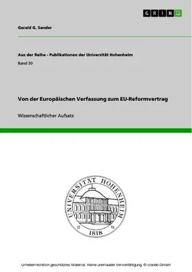 Sander |  Von der Europäischen Verfassung zum EU-Reformvertrag | eBook | Sack Fachmedien