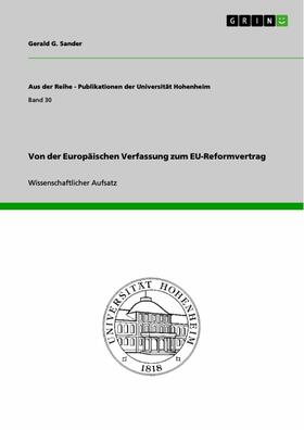 Sander | Von der Europäischen Verfassung zum EU-Reformvertrag | E-Book | sack.de