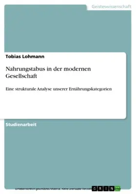 Lohmann |  Nahrungstabus in der modernen Gesellschaft | eBook | Sack Fachmedien