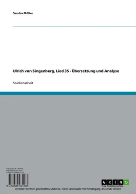 Müller |  Ulrich von Singenberg, Lied 35 - Übersetzung und Analyse | eBook | Sack Fachmedien