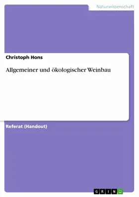 Hons |  Allgemeiner und ökologischer Weinbau | eBook | Sack Fachmedien