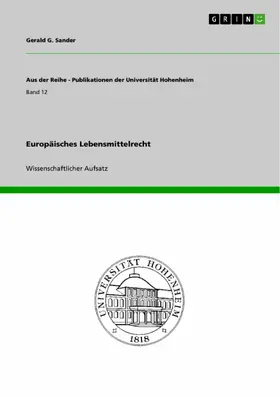 Sander |  Europäisches Lebensmittelrecht | eBook | Sack Fachmedien