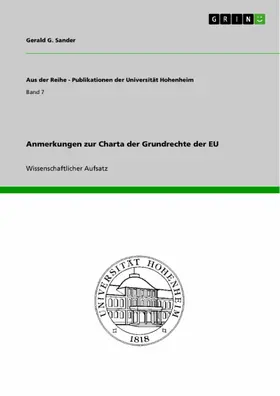 Sander |  Anmerkungen zur Charta der Grundrechte der EU | eBook | Sack Fachmedien