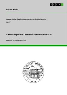 Sander | Anmerkungen zur Charta der Grundrechte der EU | E-Book | sack.de