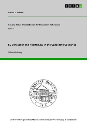 Sander |  EC Consumer and Health Law in the Candidate Countries | eBook | Sack Fachmedien