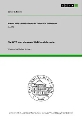 Sander |  Die WTO und die neue Welthandelsrunde | eBook | Sack Fachmedien