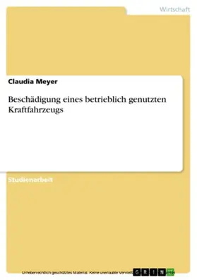 Meyer |  Beschädigung eines betrieblich genutzten Kraftfahrzeugs | eBook | Sack Fachmedien
