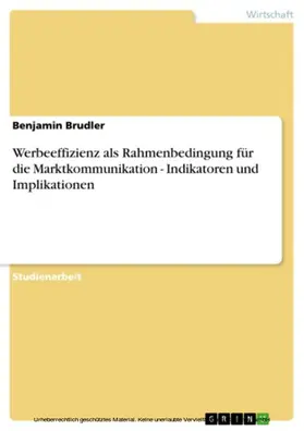 Brudler |  Werbeeffizienz als Rahmenbedingung für die Marktkommunikation -  Indikatoren und Implikationen | eBook | Sack Fachmedien