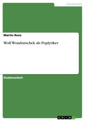Renz | Wolf Wondratschek als Poplyriker | E-Book | sack.de
