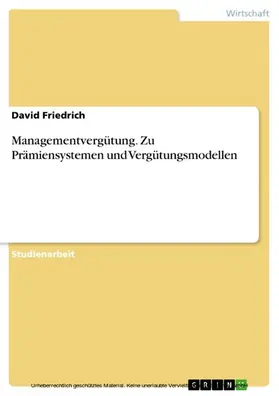Friedrich |  Managementvergütung | eBook | Sack Fachmedien